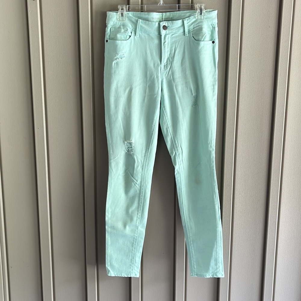 Old Navy Teal Rockstar Mid-Rise Pants size 8
